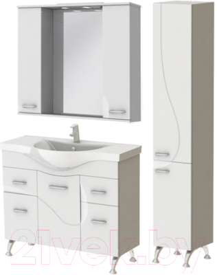 Шкаф с зеркалом для ванной Ювента Франческа ФШН33-100 (белый)