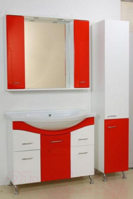Шкаф с зеркалом для ванной Ювента Франческа ФШН33-100 (красный)
