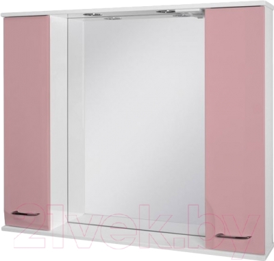 Шкаф с зеркалом для ванной Ювента Франческа ФШН33-100 (розовый)