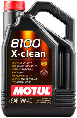 Моторное масло Motul 8100 X-clean 5W40 / 104720 (4л)