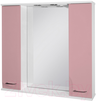Шкаф с зеркалом для ванной Ювента Франческа ФШН33-87 (розовый)
