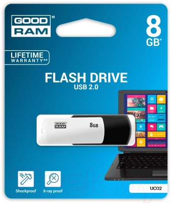 Usb flash накопитель Goodram UC02 8GB (черный/белый) (UCO2-0080KWR11)