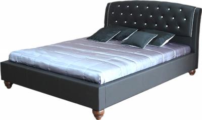 Двуспальная кровать Королевство сна Insigne 160x200 темно-коричневая с кристаллами (с основанием) - общий вид