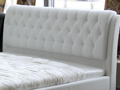 Двуспальная кровать Королевство сна Casa 180x200 (белая, без основания) - изголовье из экокожи