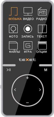 MP3-плеер Texet T-479 (4GB, черный) - вид спереди