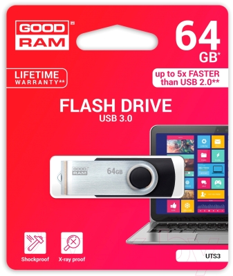 Usb flash накопитель Goodram UTS3 64GB (UTS3-0640K0R11) (черный)