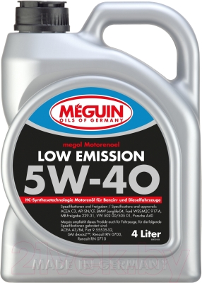 Моторное масло Meguin Megol Low Emission 5W40 / 6675 (4л)