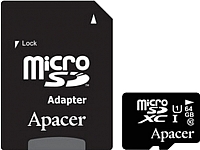 Карта памяти Apacer microSDXC (Class 10) 64GB (AP64GMCSX10U1-R) - 