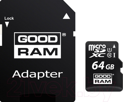 Карта памяти Goodram microSDXC (Class 10) UHS-I 64GB + адаптер (M1AA-0640R11)