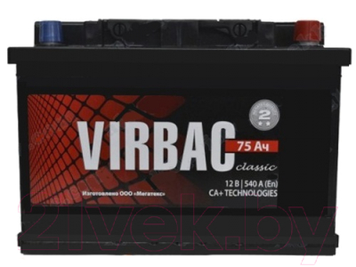 Автомобильный аккумулятор Virbac Classic 75 0 (75 А/ч)