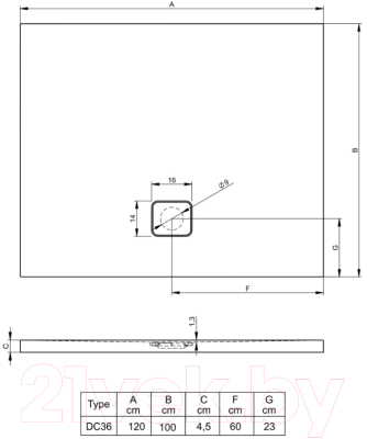 Душевой поддон Riho Basel 120x100 (DC36005)