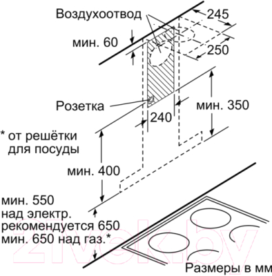 Вытяжка Т-образная Bosch DWB09W651