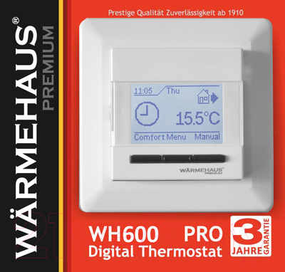 Терморегулятор для теплого пола Warmehaus WH Pro 600 (альпийский белый)