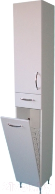 Шкаф-пенал для ванной СанитаМебель Камелия-53к Д2 (белый, левый)