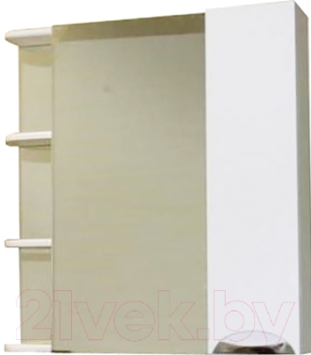 Шкаф с зеркалом для ванной СанитаМебель Камелия-12.70 Д3 (правый, белый)