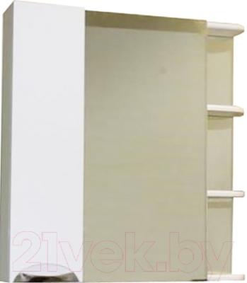 Шкаф с зеркалом для ванной СанитаМебель Камелия-12.80 Д3 (левый, белый)