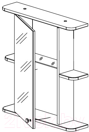 Шкаф с зеркалом для ванной СанитаМебель Камелия-03.54 (левый, белый)