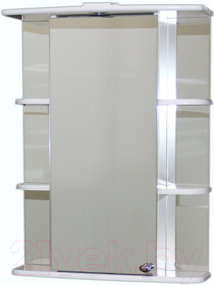 Шкаф с зеркалом для ванной СанитаМебель Камелия-10.60 (левый, белый)