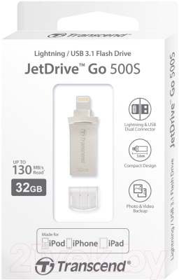 Usb flash накопитель Transcend JetDrive Go 500 32GB (TS32GJDG500S) (серебристый)