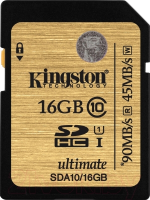 Карта памяти Kingston SDHC Ultimate UHS-I U1 (Class 10) 16GB (SDA10/16GB)