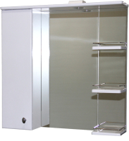 Шкаф с зеркалом для ванной СанитаМебель Камелия-12.75 Д2 (левый, белый) - 