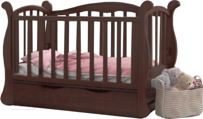 Детская кроватка Miracolo Grazia (махагон) - корзина с игрушками в комплект не входит