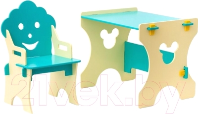 Комплект мебели с детским столом Столики Детям Гном ББ-4 (бежево-бирюзовый)
