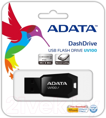 Usb flash накопитель A-data DashDrive UV100 8Gb (AUV100-8G-RBK)