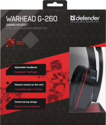 Наушники-гарнитура Defender Warhead G-260 / 64121 (красный/черный)