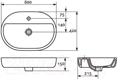 Умывальник Cersanit Caspia Oval 60 (P-UM-CAS60/1-O)