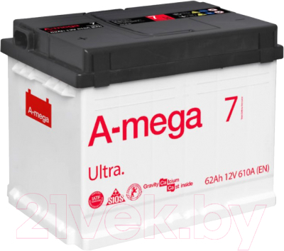 Автомобильный аккумулятор A-mega Ultra 62 R (62 А/ч)