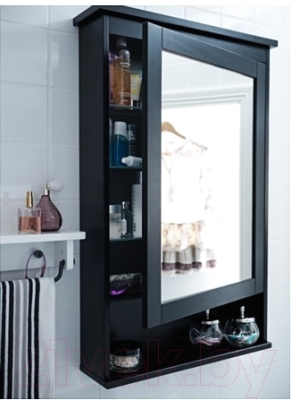 Шкаф с зеркалом для ванной Ikea Хемнэс 302.176.73 (морилка/черно-коричневый)