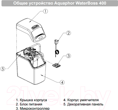 Система технического умягчения воды Аквафор WaterBoss 400 - схема устройства