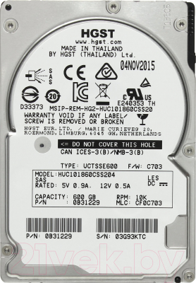

Жесткий диск HGST, C10K1800 600Gb (HUC101860CSS204)