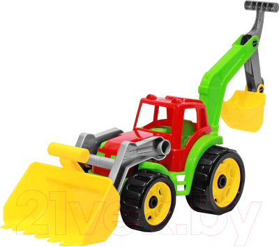 Погрузчик игрушечный ТехноК Трактор с двумя ковшами 3671 (красный/зеленый)
