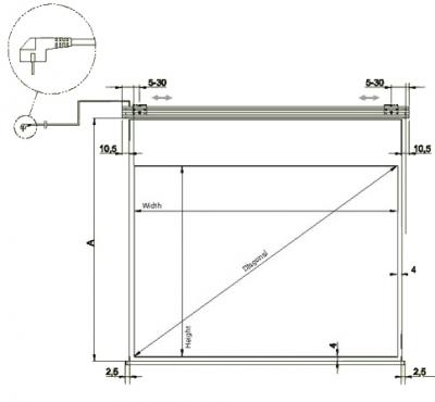 Проекционный экран Mechanische Weberei (MW) Design-Roll IR 200x142 - габаритные размеры