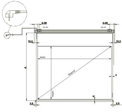 Проекционный экран Mechanische Weberei (MW) Design-Roll IR 200x152 - габаритные размеры