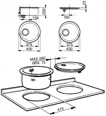 Мойка кухонная Smeg 10I3PN - габаритные размеры