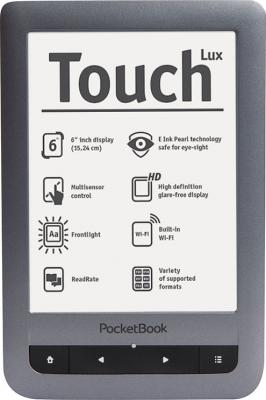 Электронная книга PocketBook Touch Lux 623 (Silver) - фронтальный вид