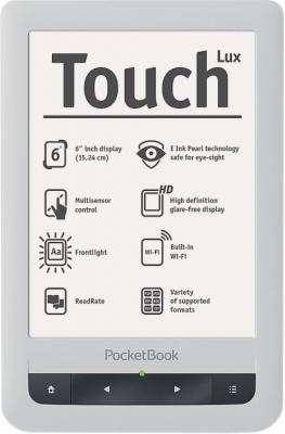 Электронная книга PocketBook Touch Lux 623 (Black-White) - фронтальный вид