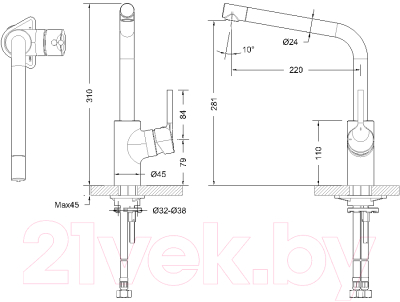 Смеситель Bravat Kitchen F7172217CP-1