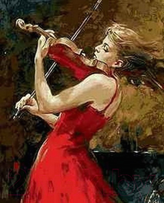 Картина по номерам Menglei Скрипачка в красном (MG7627)