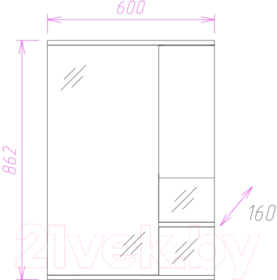 Шкаф с зеркалом для ванной Onika Элита 60.01 (206022)