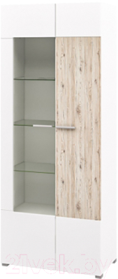 Шкаф с витриной Мебель-Неман Селена МН-224-03 (дуб бордо/белый глянец)