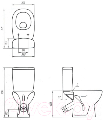 Унитаз напольный Cersanit Arteco (S-KO-ART031-3/6-PL-w)