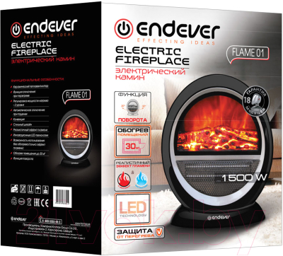 Электрокамин Endever Flame 01 (черный)