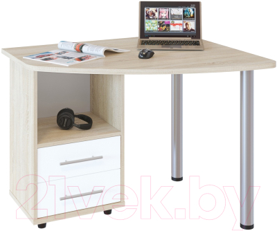 Письменный стол Сокол-Мебель КСТ-102 (левый, дуб сонома/белый)