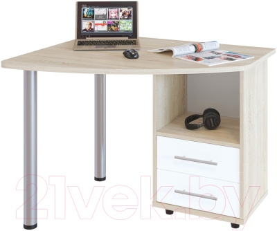 Письменный стол Сокол-Мебель КСТ-102 (правый, дуб сонома/белый)
