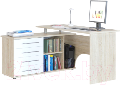 Компьютерный стол Сокол-Мебель КСТ-109 (левый, дуб сонома/белый)