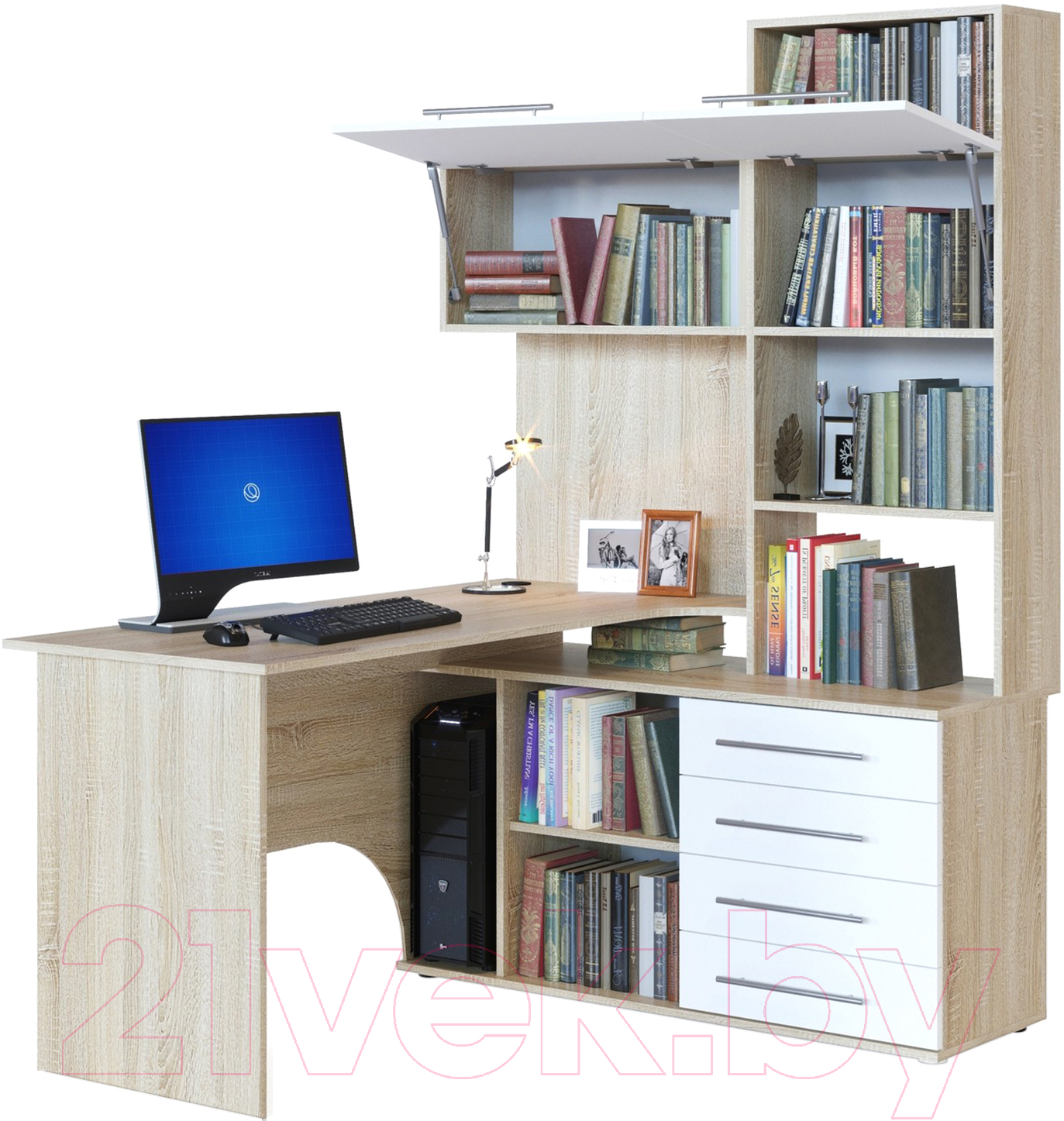 Компьютерный стол Сокол-Мебель КСТ-14 (правый, дуб сонома/белый)